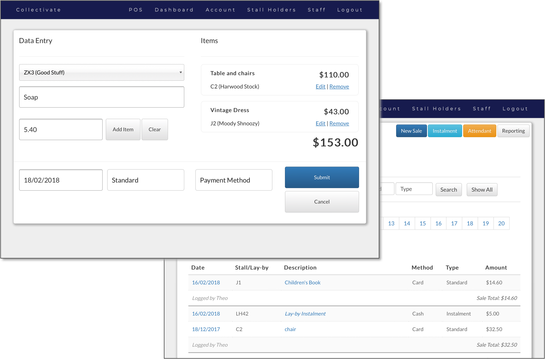 Collectivate sales interface